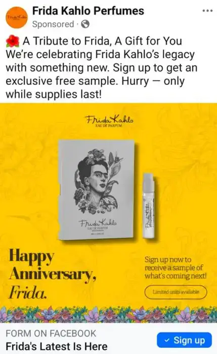 Possible Free Frida Kahlo Perfume Sample