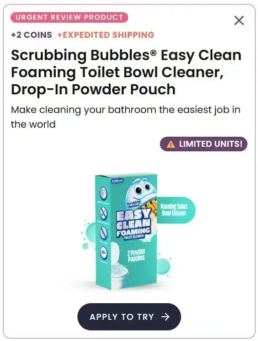 Free Scrubbing Bubbles Easy Clean Toilet Bowl Cleaner from PINCHme – No Coins Needed