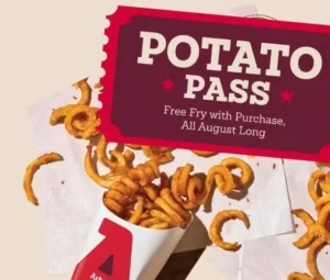 Arbys New Potato Pass Offers Free Medium Fry with 5 Purchase Every Day in August 2025