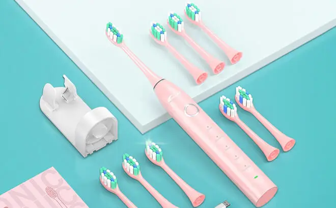 Rtauys S5 Sonic Electric Toothbrush Set in Pink Color