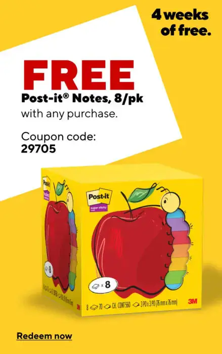 FREE 8-Pack of Post-It Super Sticky Notes at Staples