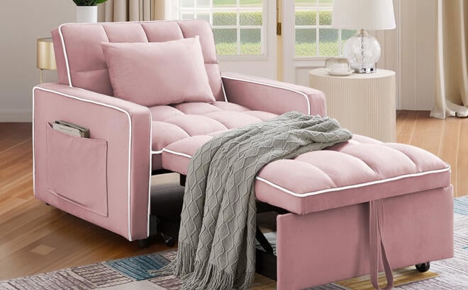 Dinosisco 3 in 1 Convertible Chair Bed in Pink