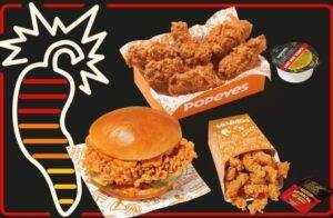 Popeyes Partners With Hot Ones for New Menu Featuring Smokin Rojo Sandwich Sizzlin Sriracha Dippers Darin Dab Ghost Wings and More