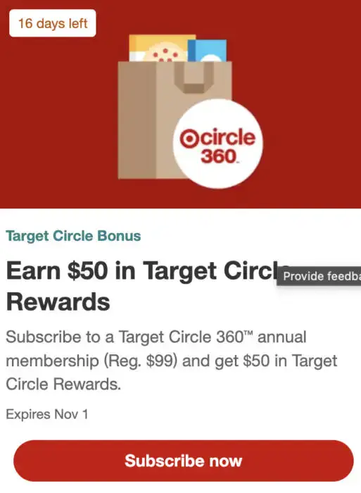 FREE Target 360 Membership after Cash Back ($99 Value!)