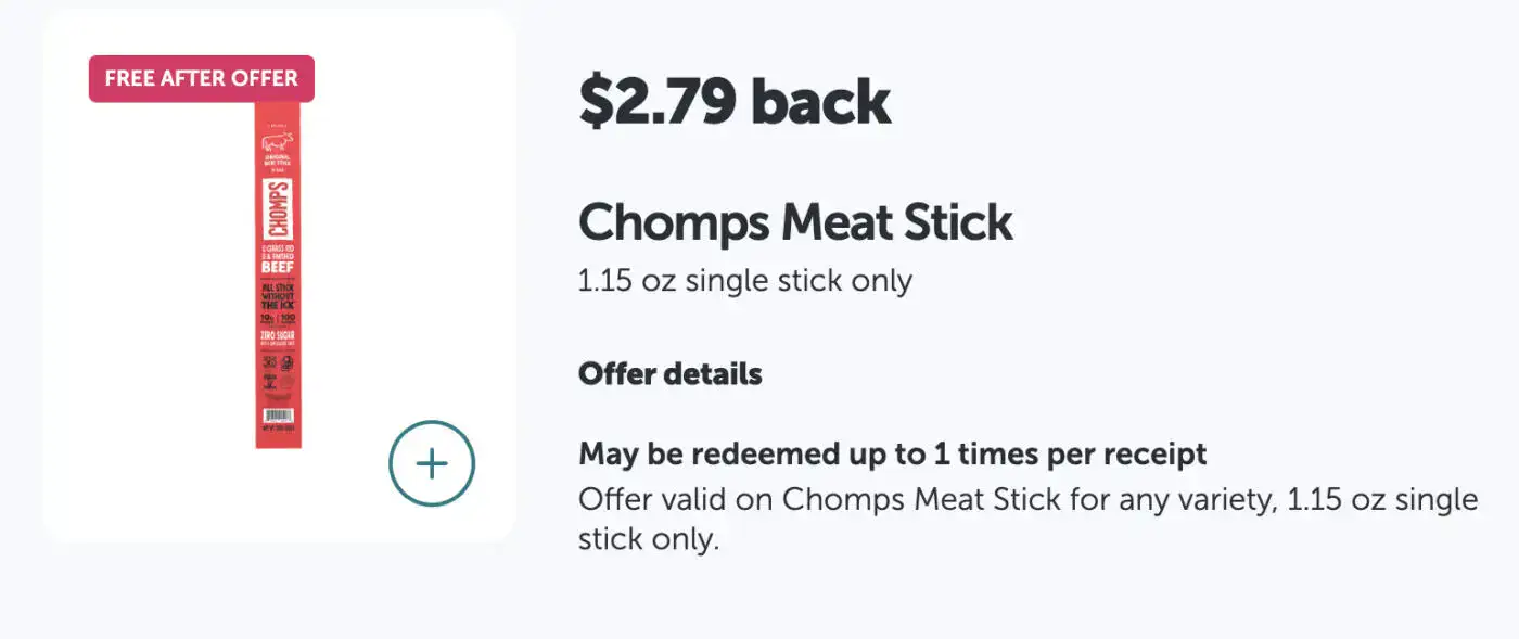 Free Chomps Meat Stick at Target w/ibotta app