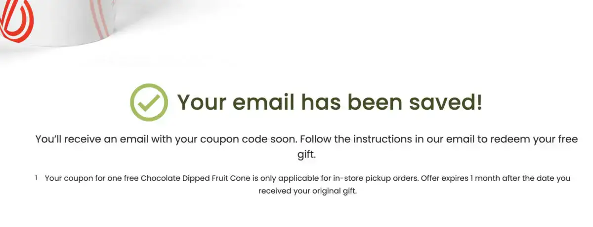 Free Chocolate Dipped Fruit Cone from Edible Arrangements