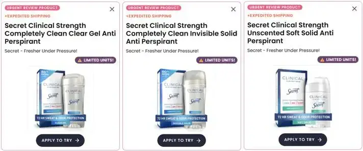 Free Secret Antiperspirant w/Free Shipping From Pinchme (No Points Needed)