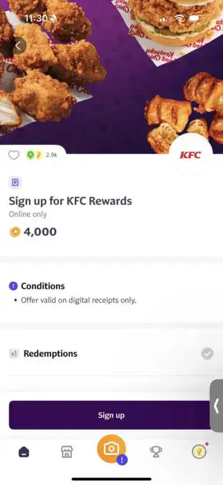 Get 4,000 FREE Fetch Points for linking KFC Rewards!