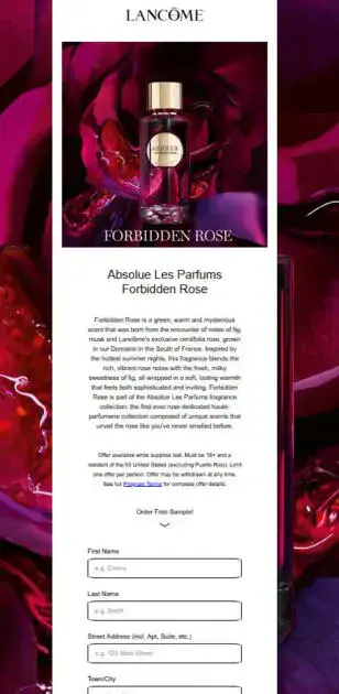 RUN! FREE Lancôme Forbidden Rose Perfume Sample