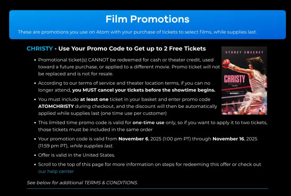 2 Free Movie tickets! To See "Christy" For FREE