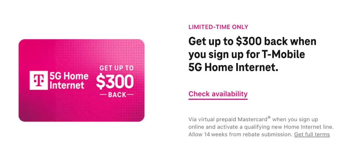Get $300 Cash Back From T-Mobile Internet Rebate Offer