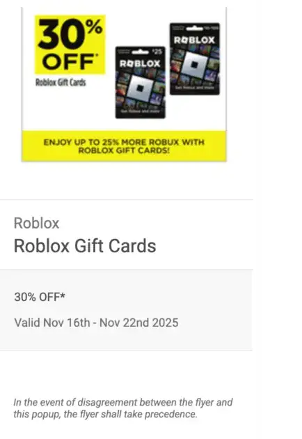 30% Off Roblox Gift Cards at Dollar General
