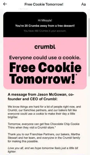 Free Crumbl Cookies Thins – on november 6th