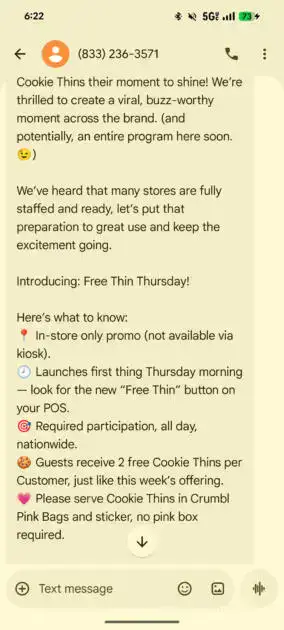 Free Crumbl Cookies Thins – on november 6th