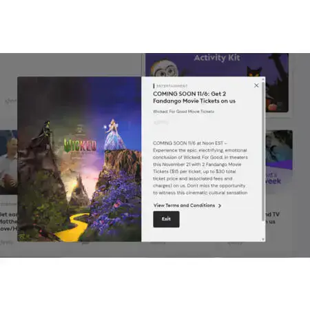 2 FREE Fandango Movie Tickets for Xfinity Rewards Members at 12 PM EST