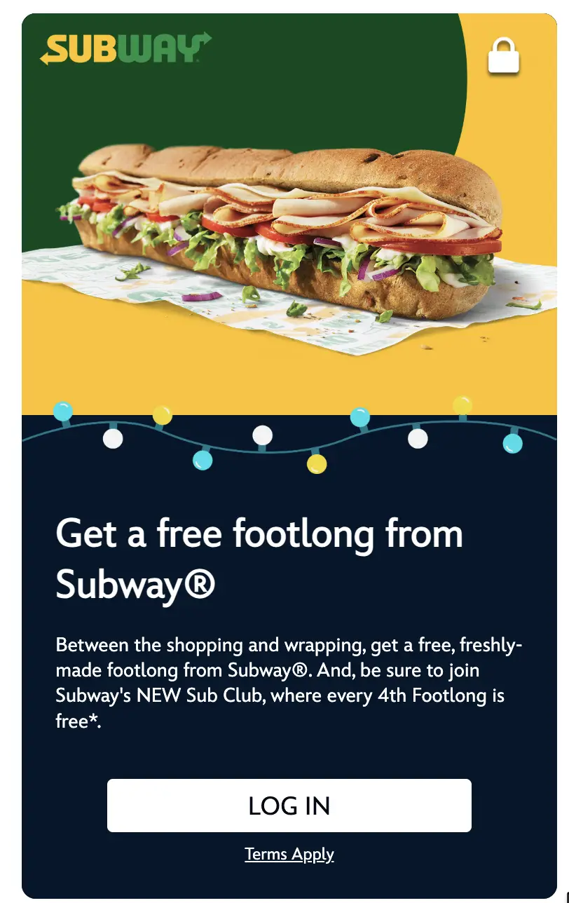 Free Subway Footlong for Disney Plus Members