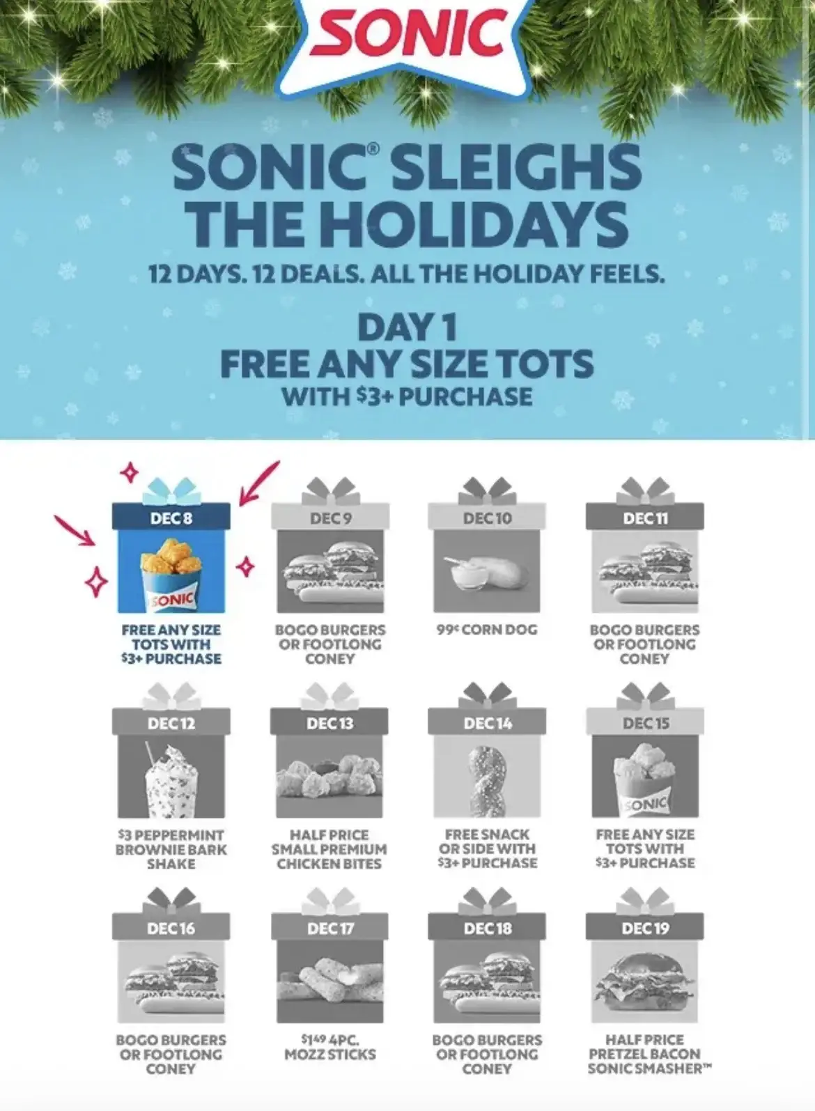 BOGO Burgers at SONIC for Sleigh the holidays deals