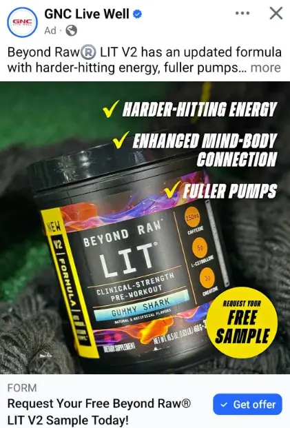 Free GNC Beyond Raw Pre-Workout Sample