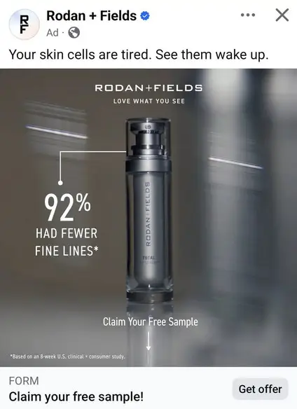 Possible Free Rodan + Fields Total RF Serum Sample