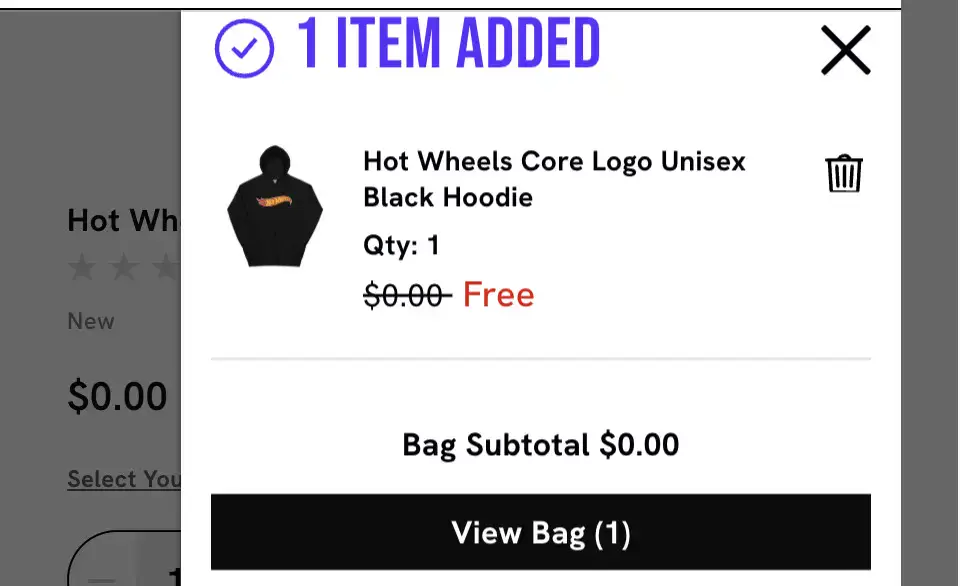Free Hot Wheels unisex black hoodie with free shipping