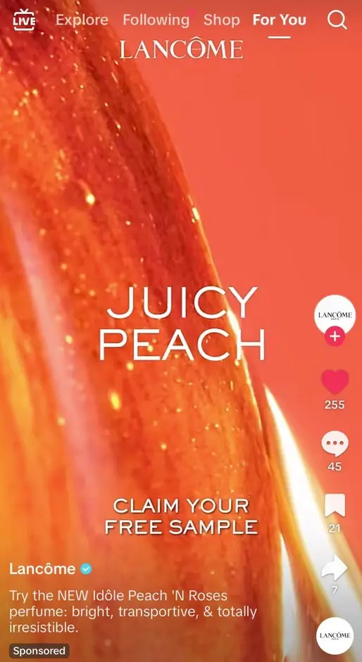 Free Lancôme Idôle Peach ‘N Roses Fragrance Sample