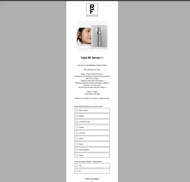 RUN! Free Rodan + Fields Total RF Serum Sample