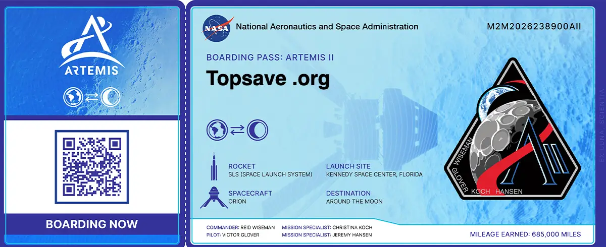 Free Boarding Pass + send your name to the moon for NASA Artemis II Mission