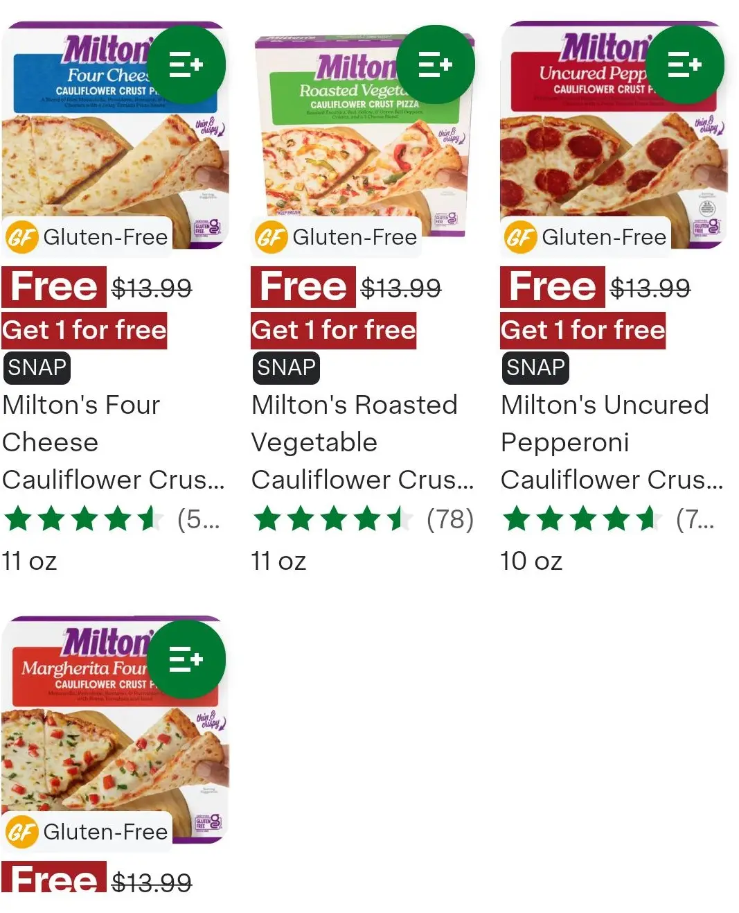 Free Milton’s Cauliflower Crust Pizza at Sprouts
