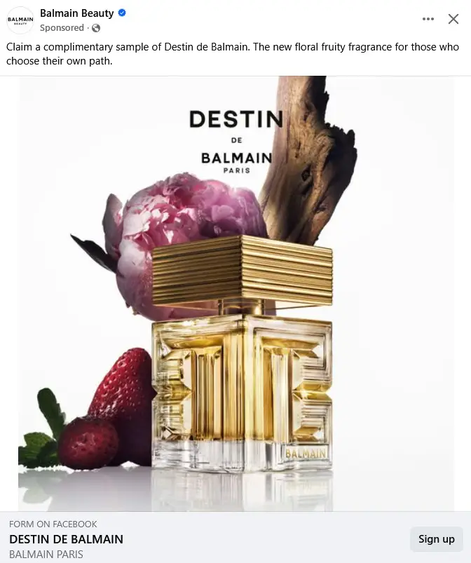 Possible Free Balmain Destin de Balmain Fragrance Sample