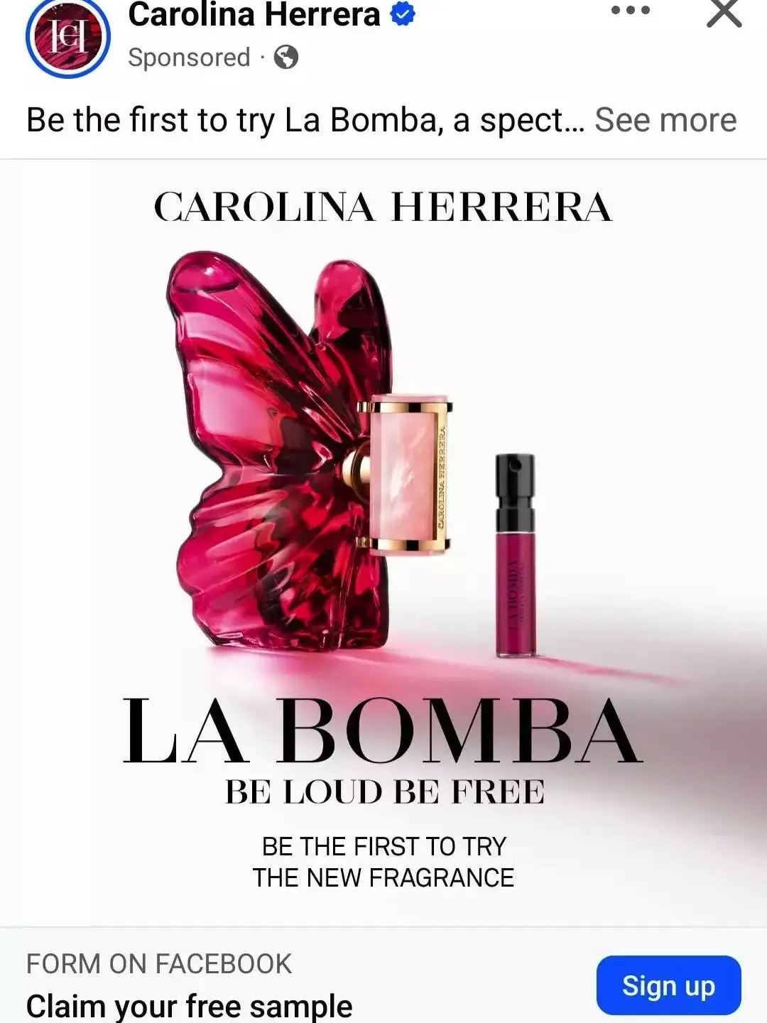 Possible Free Carolina Herrera La Bomba Perfume Sample