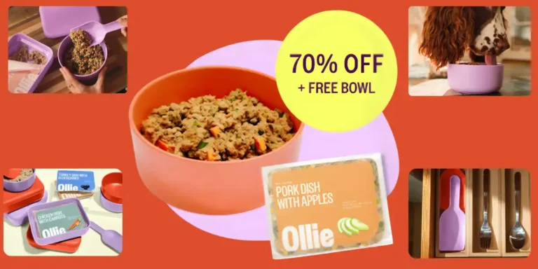 Free Ollie Bowl & Free Welcome kit + 70% Off First Box at Ollie