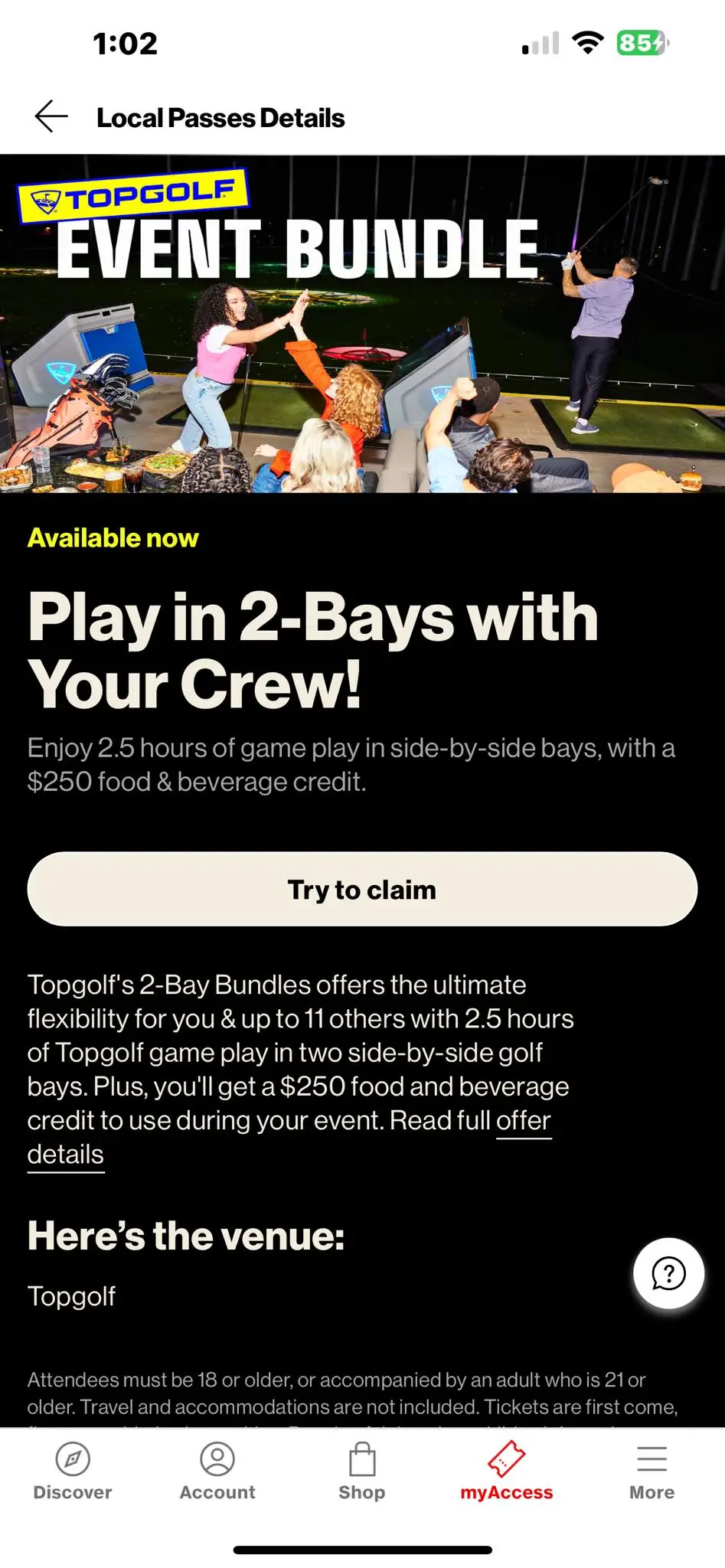 Possible Free 2.5 Hours of Topgolf Play + $250 Credit for Verizon Customers
