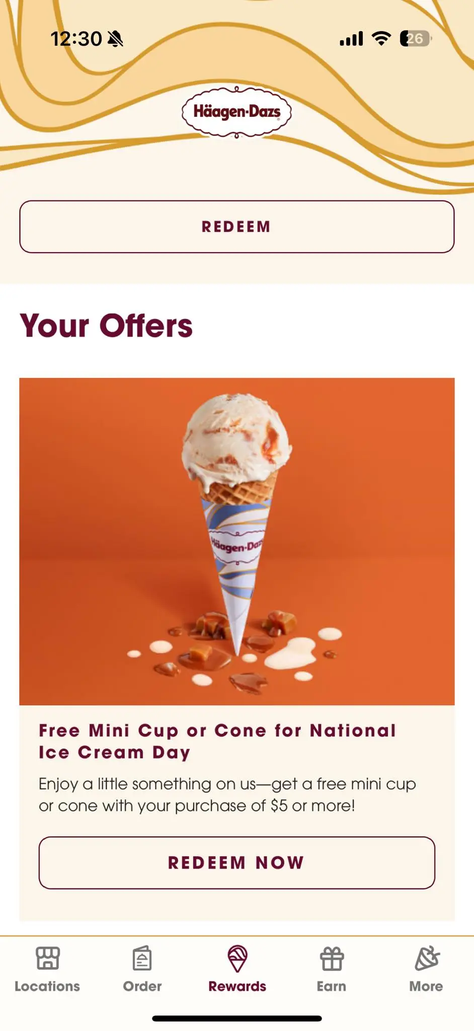 Free Cup or Cone at Haagen-Dazs (New Users)