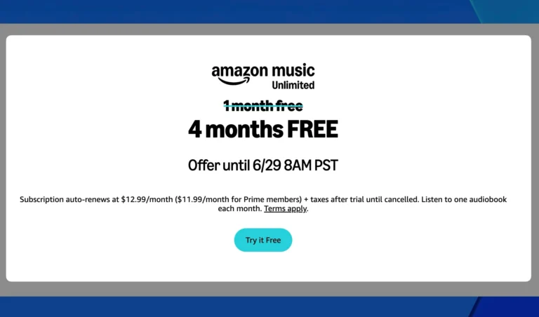 Get 4 Months of Amazon Music Unlimited for Free