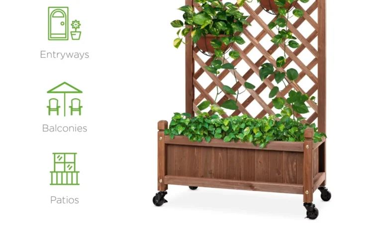 Save Over 60% on a Mobile Wooden Planter Box with Trellis at Walmart
