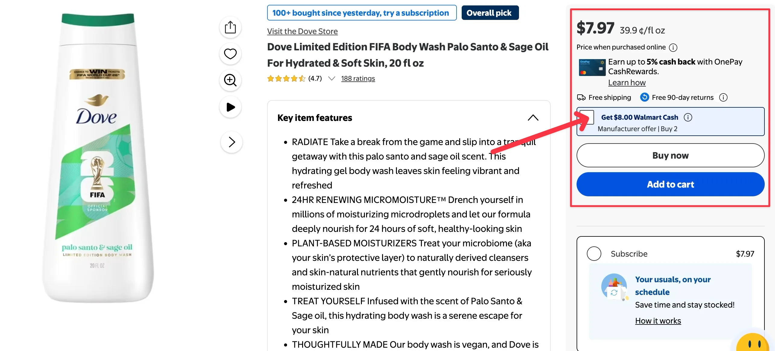 BOGO/FREE DOVE Products at walmart after Cash back