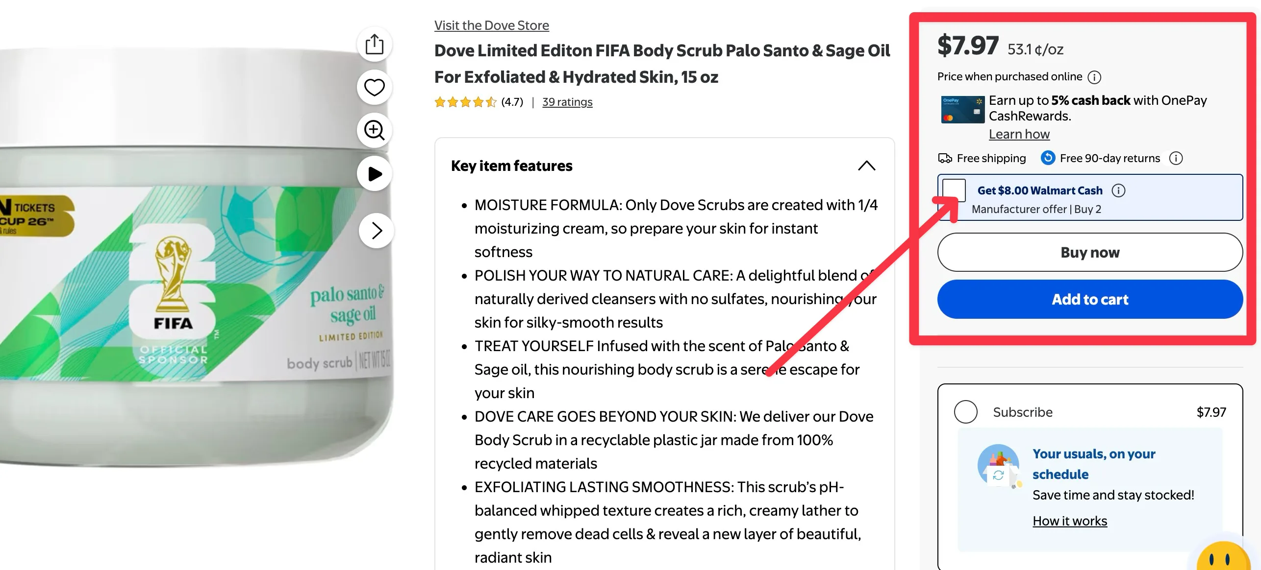 BOGO/FREE DOVE Products at walmart after Cash back