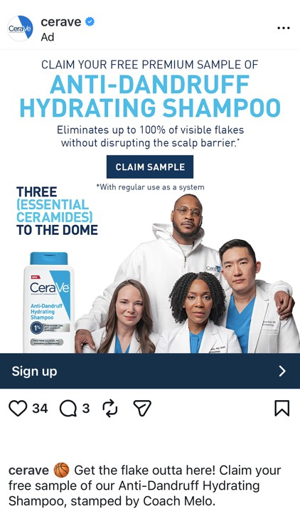 Possible Free CeraVe Anti-Dandruff Hydrating Shampoo sample