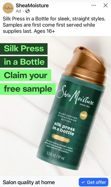 Possible Free Shea Moisture Silk Press in a Bottle sample