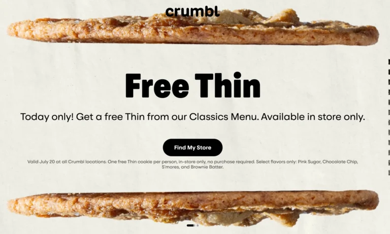 Score a Free Crumbl Cookie Thin Today Only!