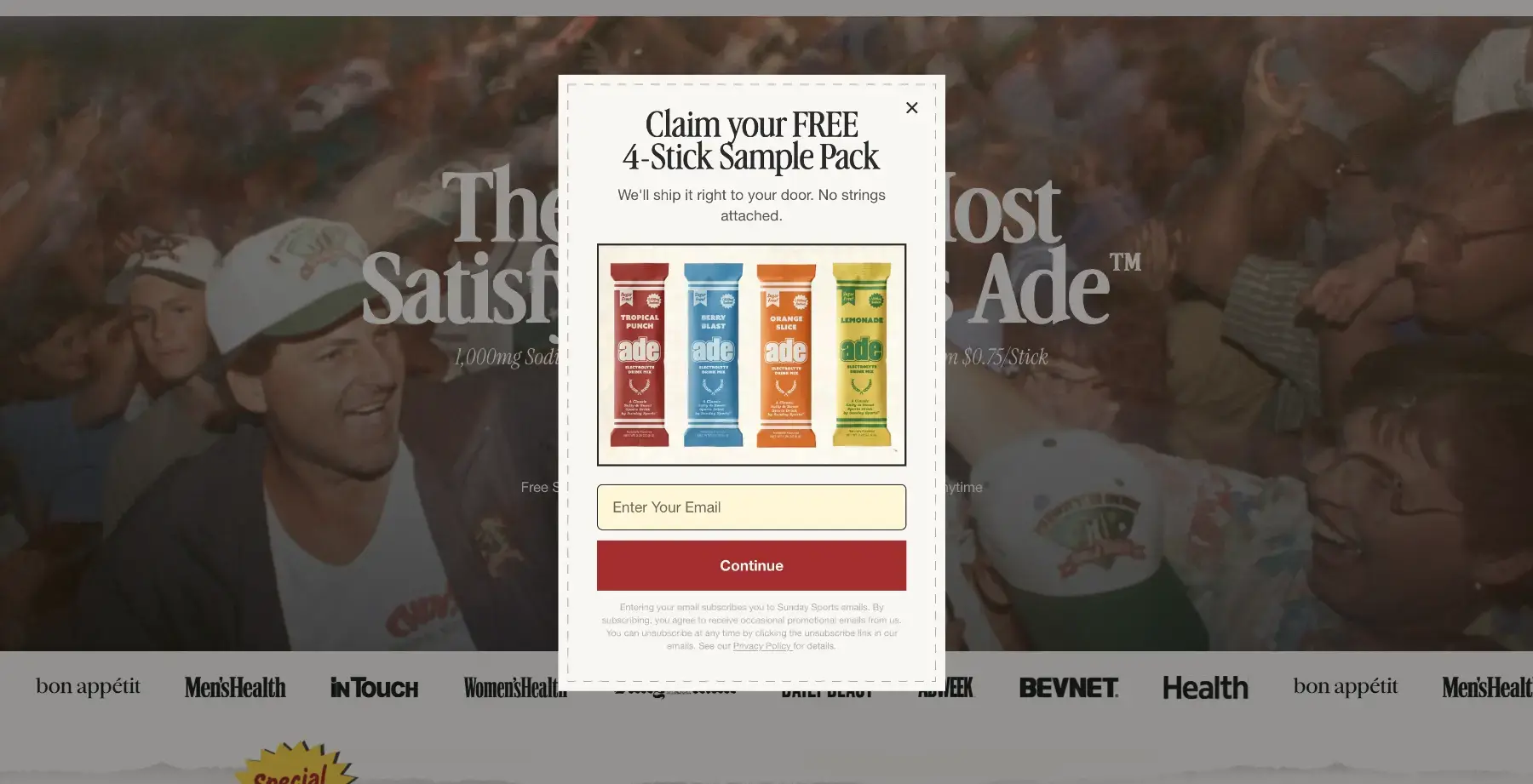 Claim a Free 4-Stick Ade Electrolyte Mix Sample Pack