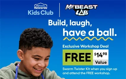 Free MrBeast Swarm Twister Workshop at Lowe's on aug 29th!